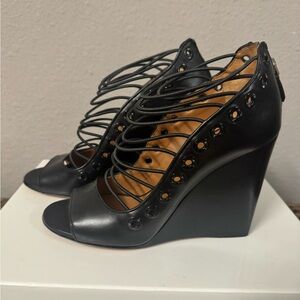 Givenchy Black Strappy Wedge Heels